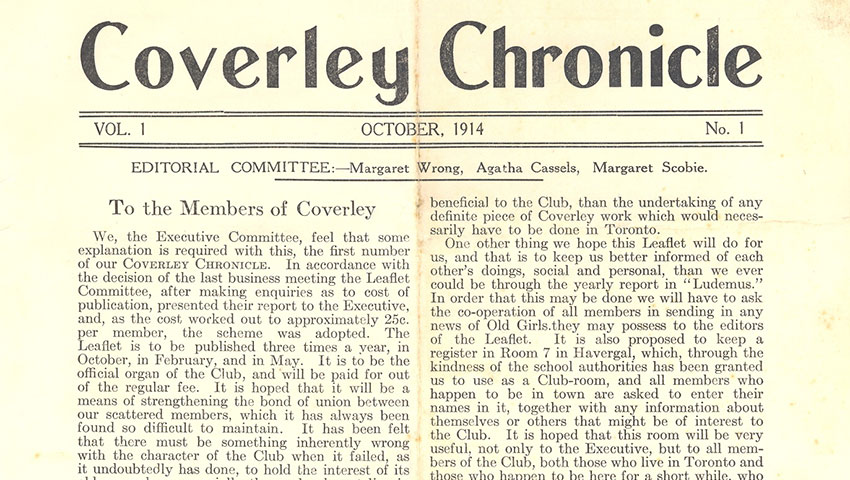 The front page of the Coverly Chronicle from October 1914.