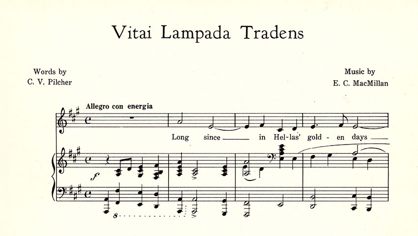 First page of sheet music for the song Vitai Lampada Tradens.