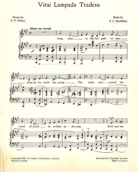 Sheet music of the song Vitai Lampada Tradens.