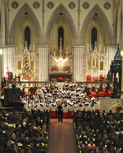A choir sings in St. Paul's Bloor Street church.