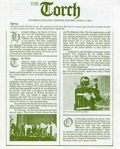 The front page of the first Torch newsletter, dated June 1, 1981.