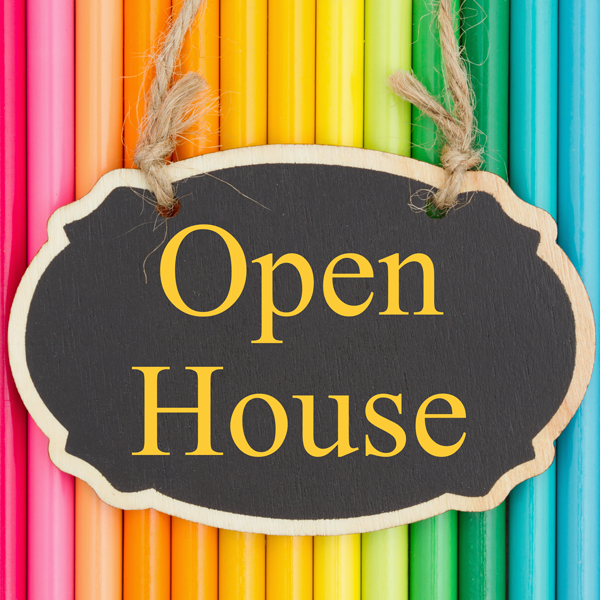image of an Open House sign on pencil crayons