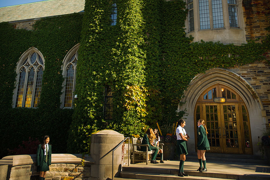 The main entrance doors at the Upper School.