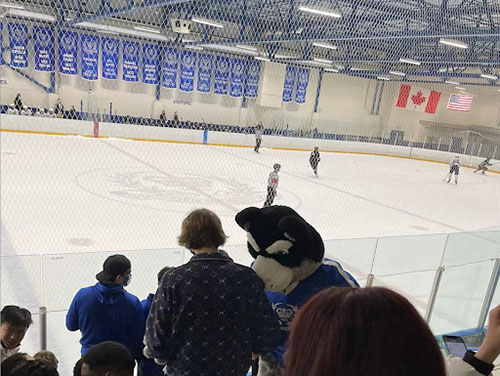 Students watch an ice hockey game at Upper Canada College.