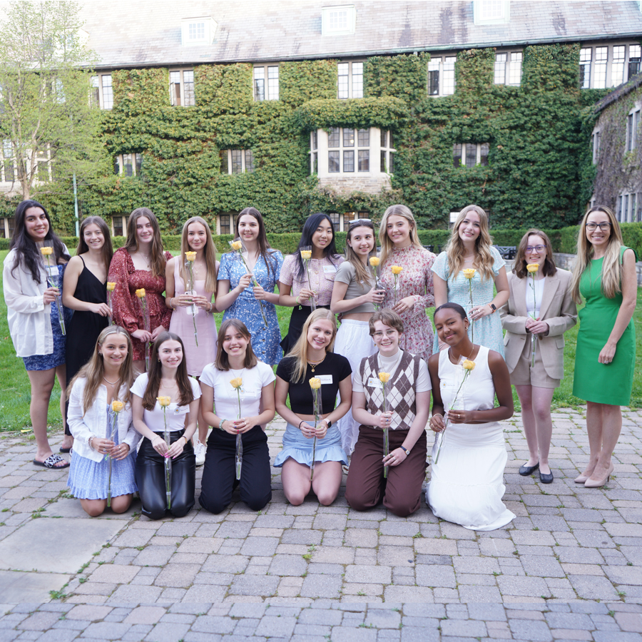 Group photo of all of the Marguerites with the Principal.