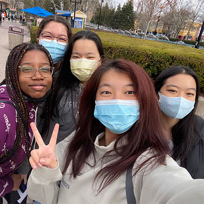 Boarders pose for a selfie at Canada's Wonderland.