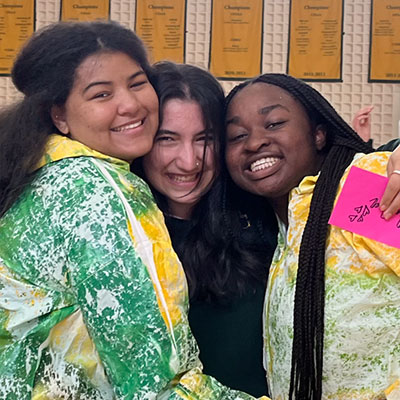 The Incoming Boarder Prefect poses with two other Boarders.