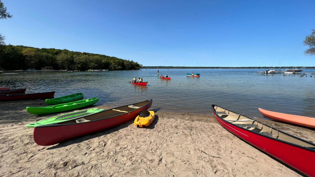 Canoes on a beach.