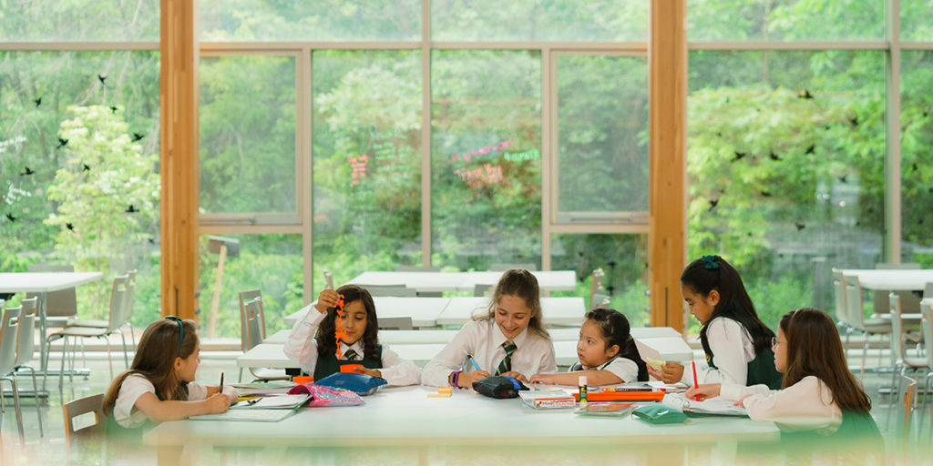 Junior School students enjoying the new Dining Room