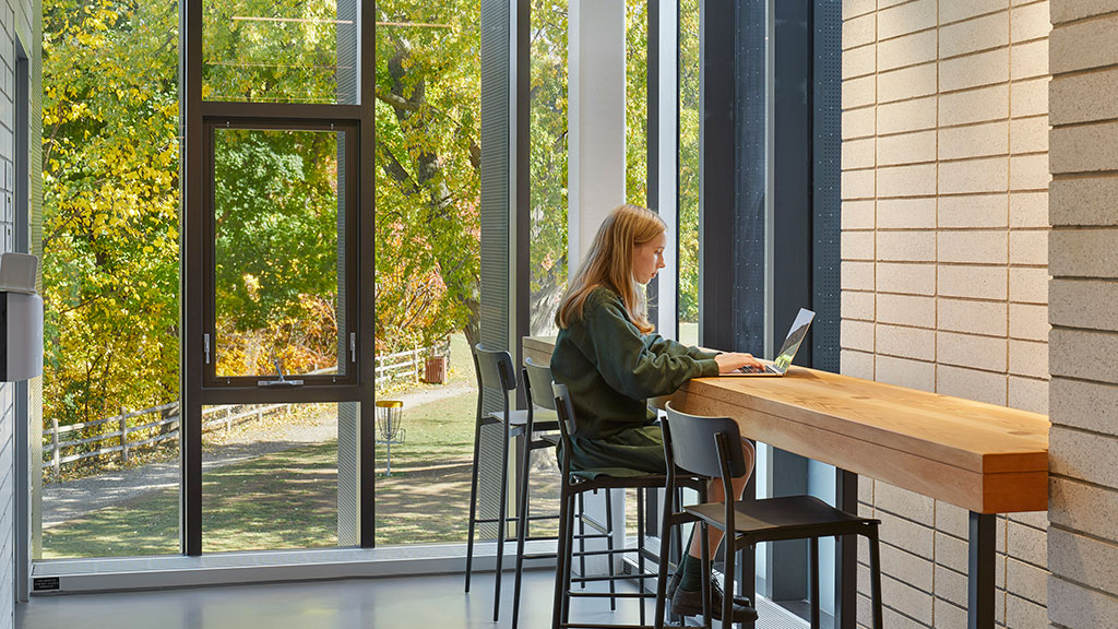 A student studies in the Upper School.