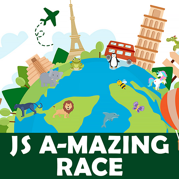 JS A-Mazing Race graphic (globe with all the different House animals all over it)