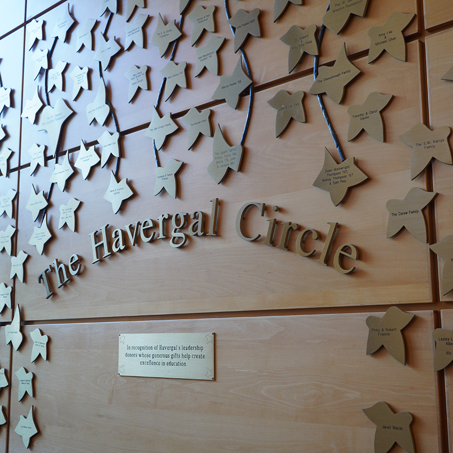 Havergal Circle donor recognition wall.