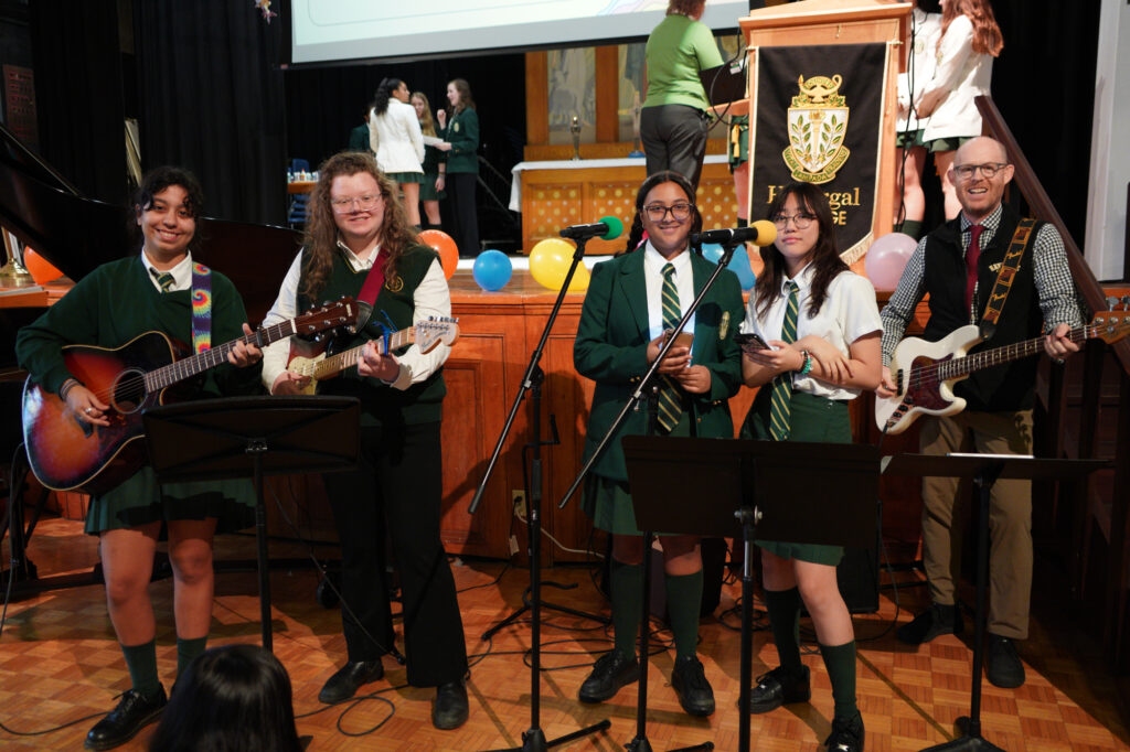 A band ready to perform at Prayers.