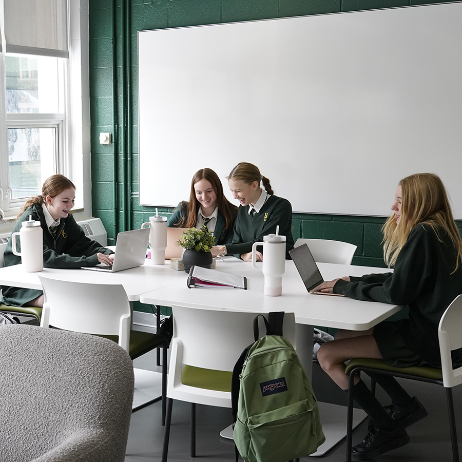 Middle School students studying in the Guidance office.