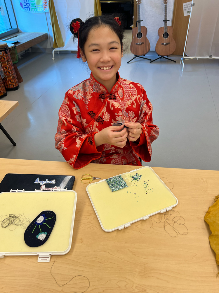 Students making art.