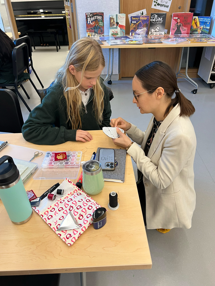 Students learning from Marissa Magneson.