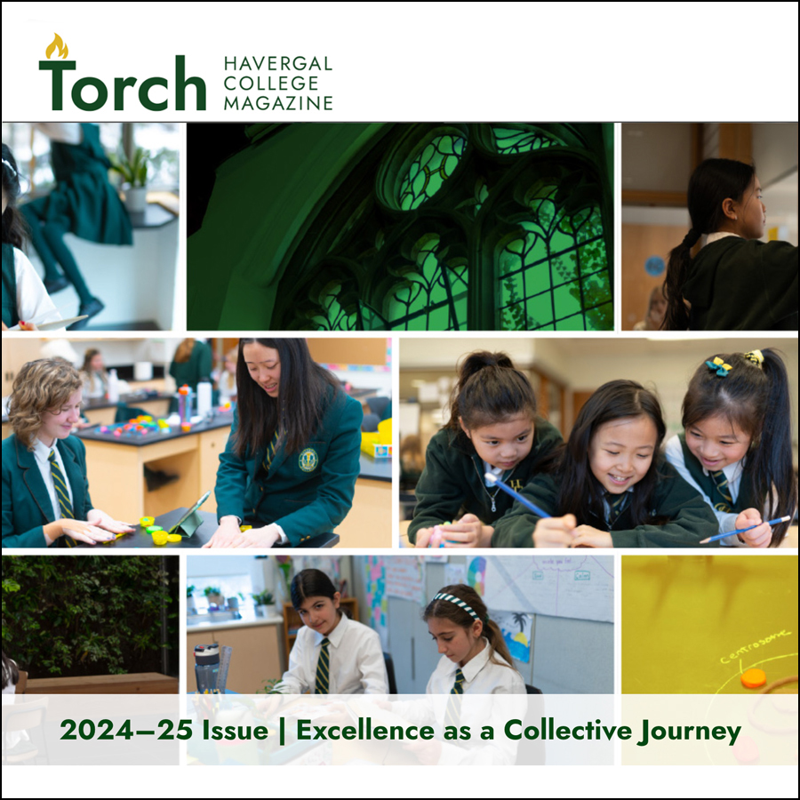 Collage of photos of students connecting, related to the theme of Torch magazine.