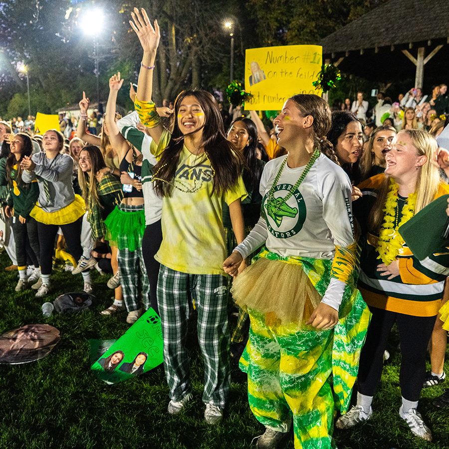 Havergal students cheering on the U20 Soccer Team at Friday Night Lights.
