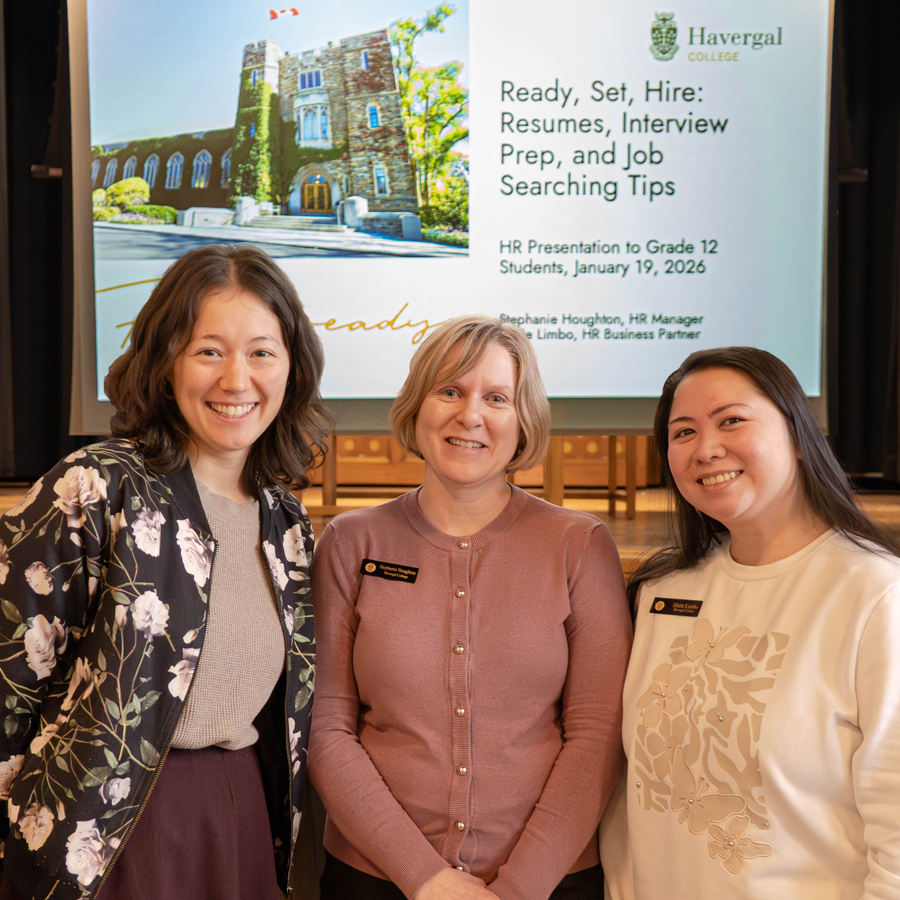 Photo of Guidance and HR employees with the "Ready, Set, Hire" title on the screen behind them.
