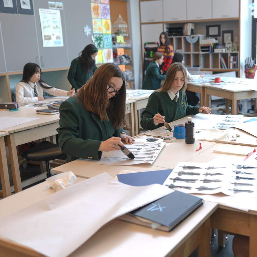 Senior School students working on art.