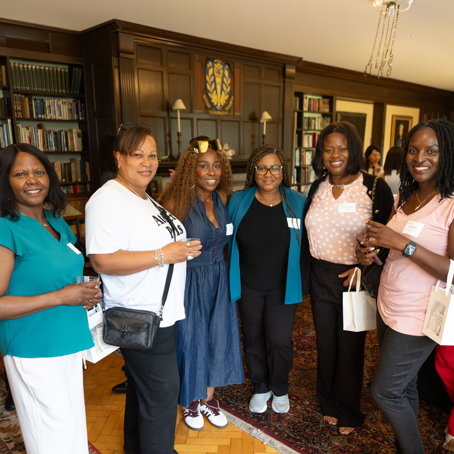 Boarding parents in the Ellen Knox Library.